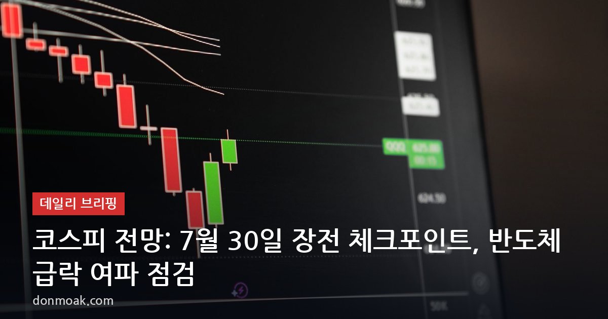 코스피 전망: 7월 30일 장전 체크포인트, 반도체 급락 여파 점검