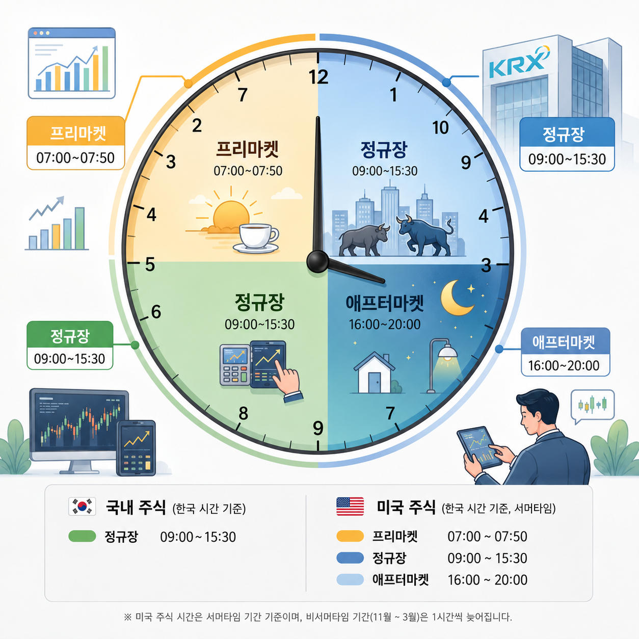 주식 거래시간 총정리|국내·넥스트레이드·미국장 시작 종료 시간 (2026년 9월 개편 반영)
