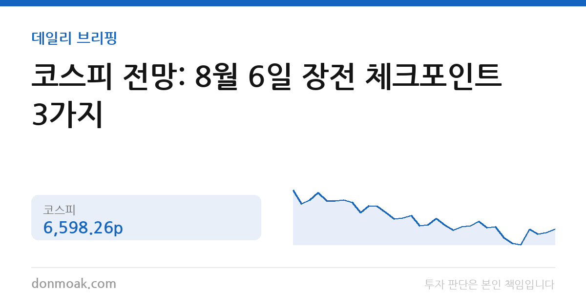 코스피 전망: 8월 6일 장전 체크포인트 3가지