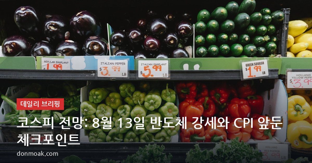 코스피 전망: 8월 13일 반도체 강세와 CPI 앞둔 체크포인트