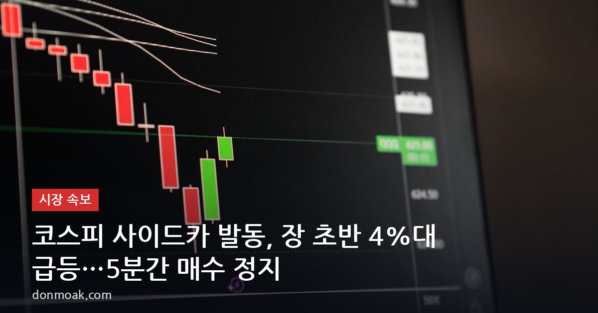 코스피 사이드카 발동, 장 초반 4%대 급등…5분간 매수 정지