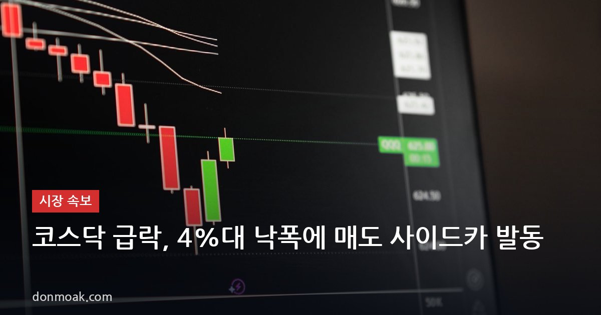 코스닥 급락, 4%대 낙폭에 매도 사이드카 발동