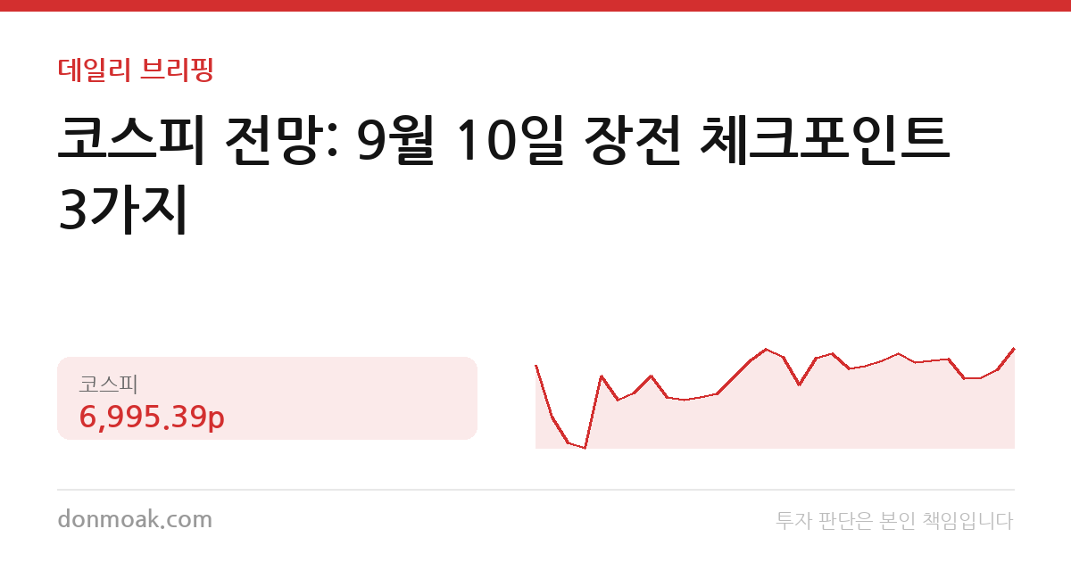 코스피 전망: 9월 10일 장전 체크포인트 3가지