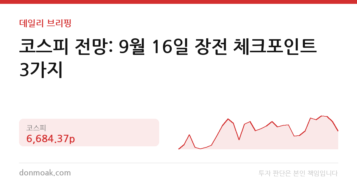 코스피 전망: 9월 16일 장전 체크포인트 3가지