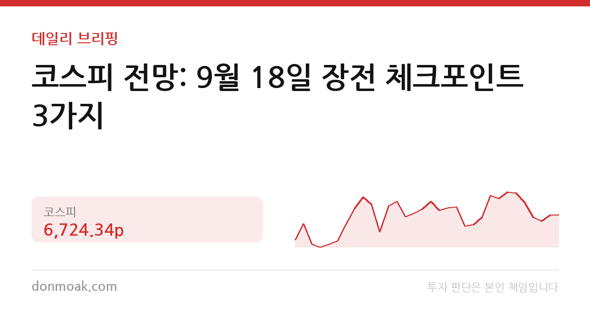 코스피 전망: 9월 18일 장전 체크포인트 3가지