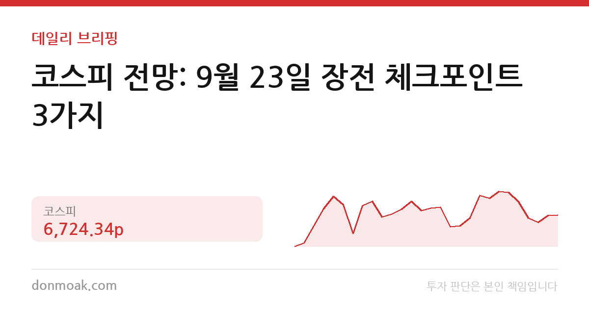 코스피 전망: 9월 23일 장전 체크포인트 3가지