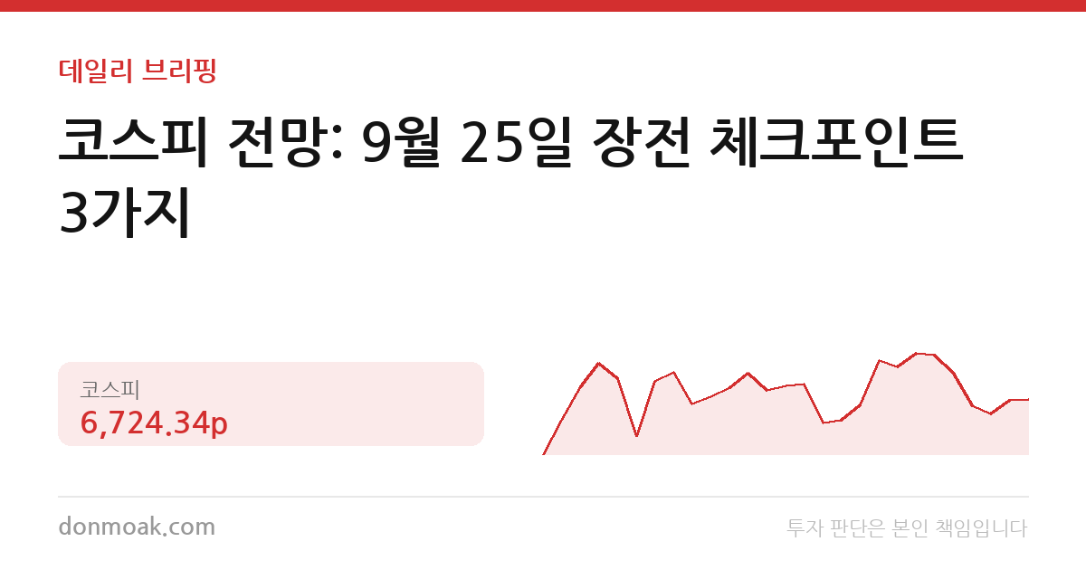 코스피 전망: 9월 25일 장전 체크포인트 3가지