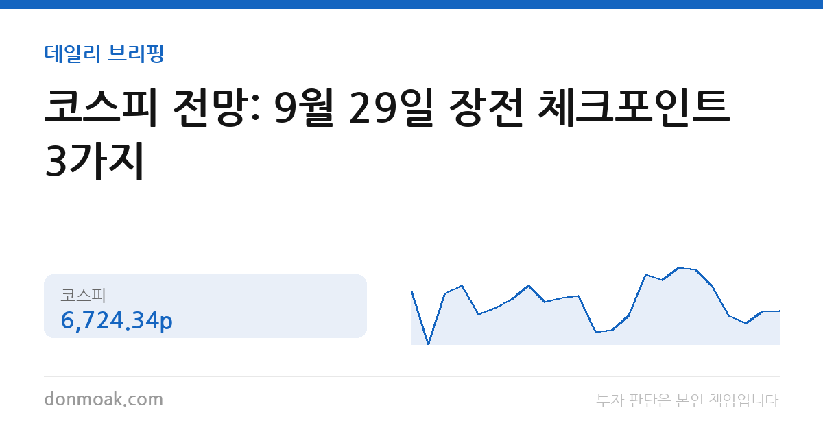 코스피 전망: 9월 29일 장전 체크포인트 3가지