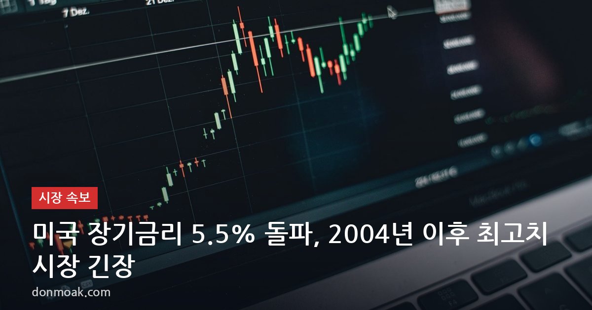미국 장기금리 5.5% 돌파, 2004년 이후 최고치 시장 긴장