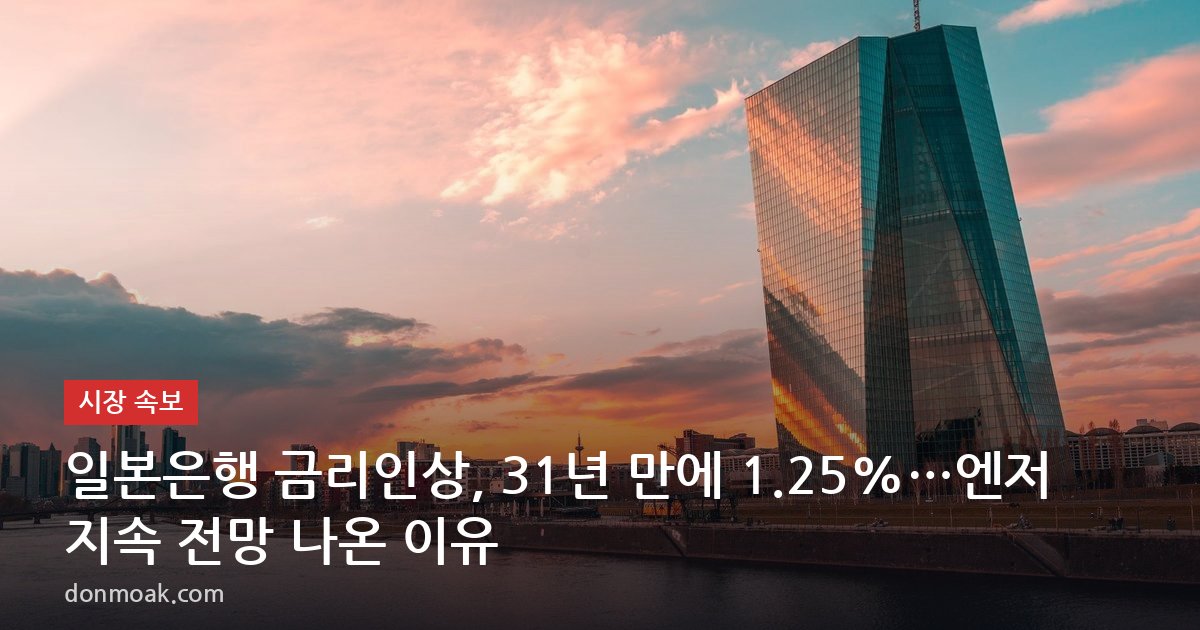 일본은행 금리인상, 31년 만에 1.25%…엔저 지속 전망 나온 이유