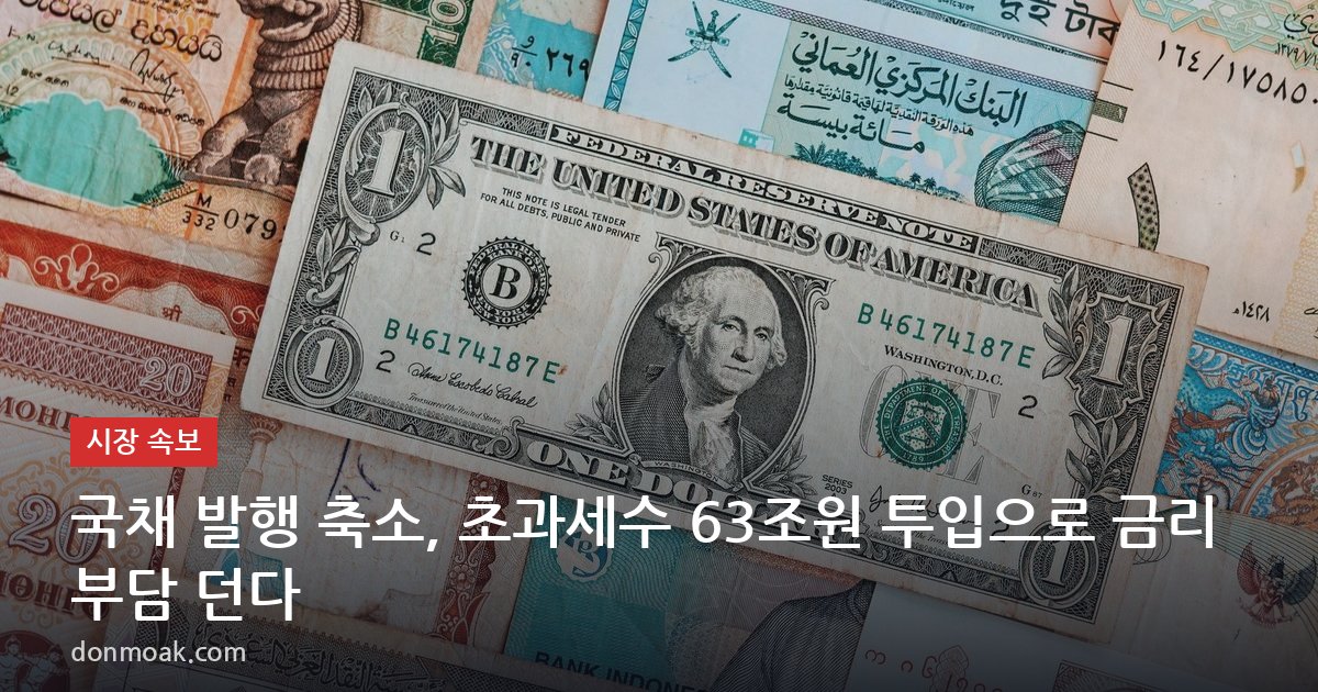 국채 발행 축소, 초과세수 63조원 투입으로 금리 부담 던다