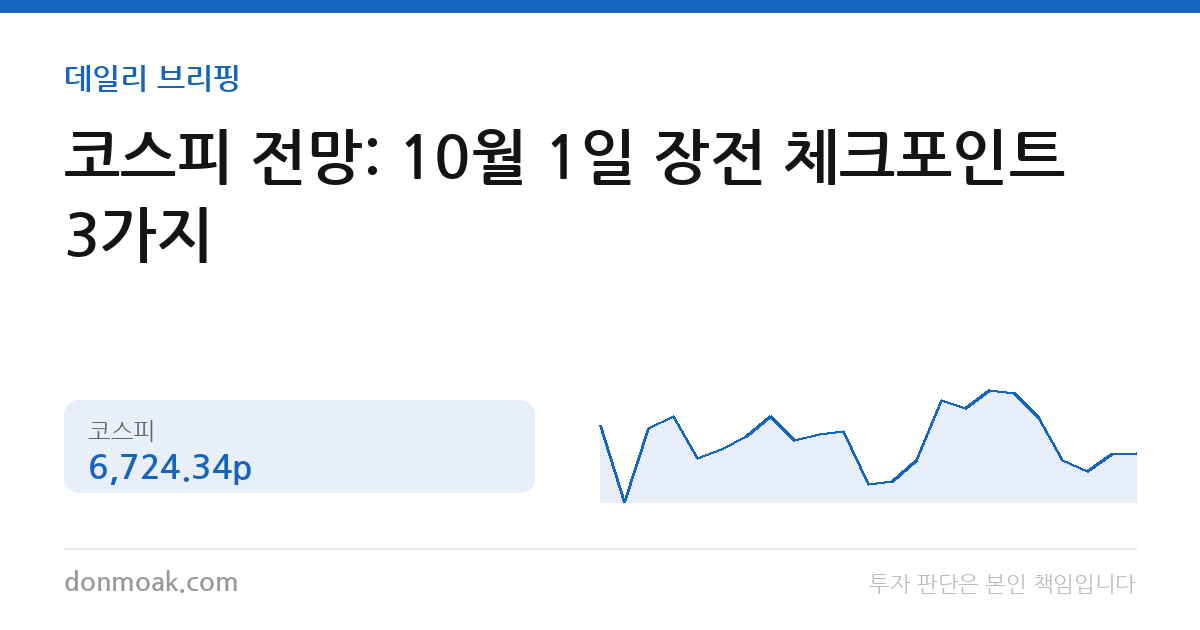 코스피 전망: 10월 1일 장전 체크포인트 3가지